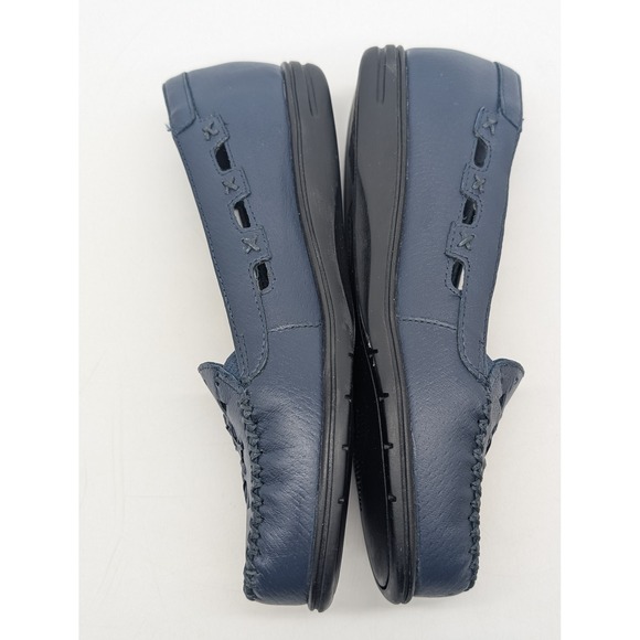 Dr Scholls Womens Navy Blue Leather Slip On Loafer Shoes Size 6M - Picture 7 of 10